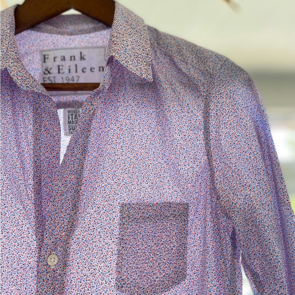 Frank & Eileen Barry Lavender Ditsy Floral Shirt Small